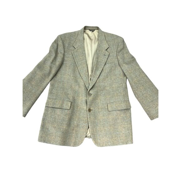 Bill Blass Mens Sz 44R Camel Hair Blazer Coat In Brown Plaid Check Made In USA - Picture 3 of 16